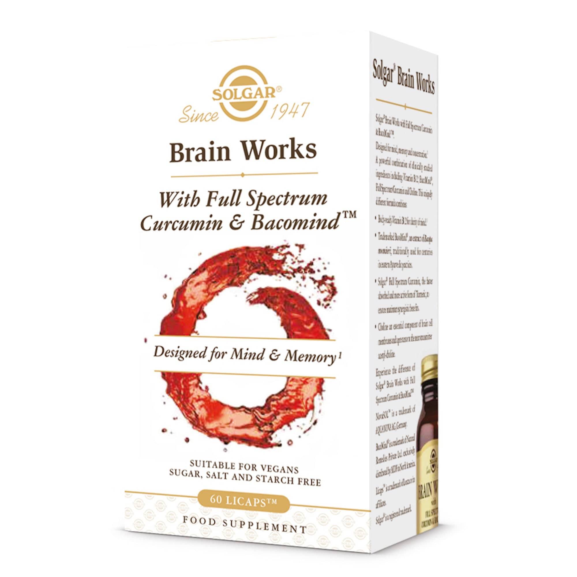 Solgar Brain Works with Full Spectrum Curcumin & BacoMind 60 Capsules