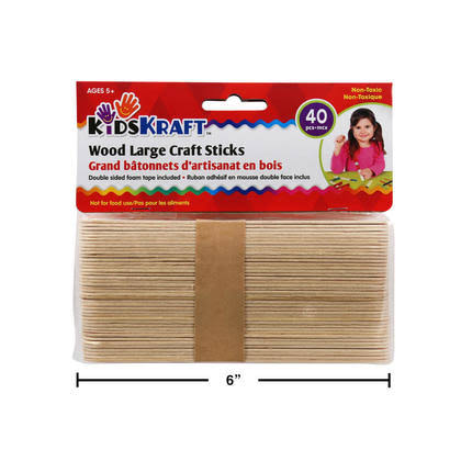 Kids Craft 40-pc. Large Craft Sticks, Natural Wood