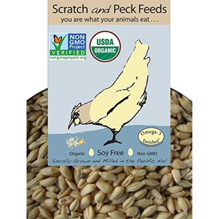Scratch And Peck Feeds Organic Non-GMO Project Verified Naturally Free 3-Grain Scratch Hen Treat - 20lbs