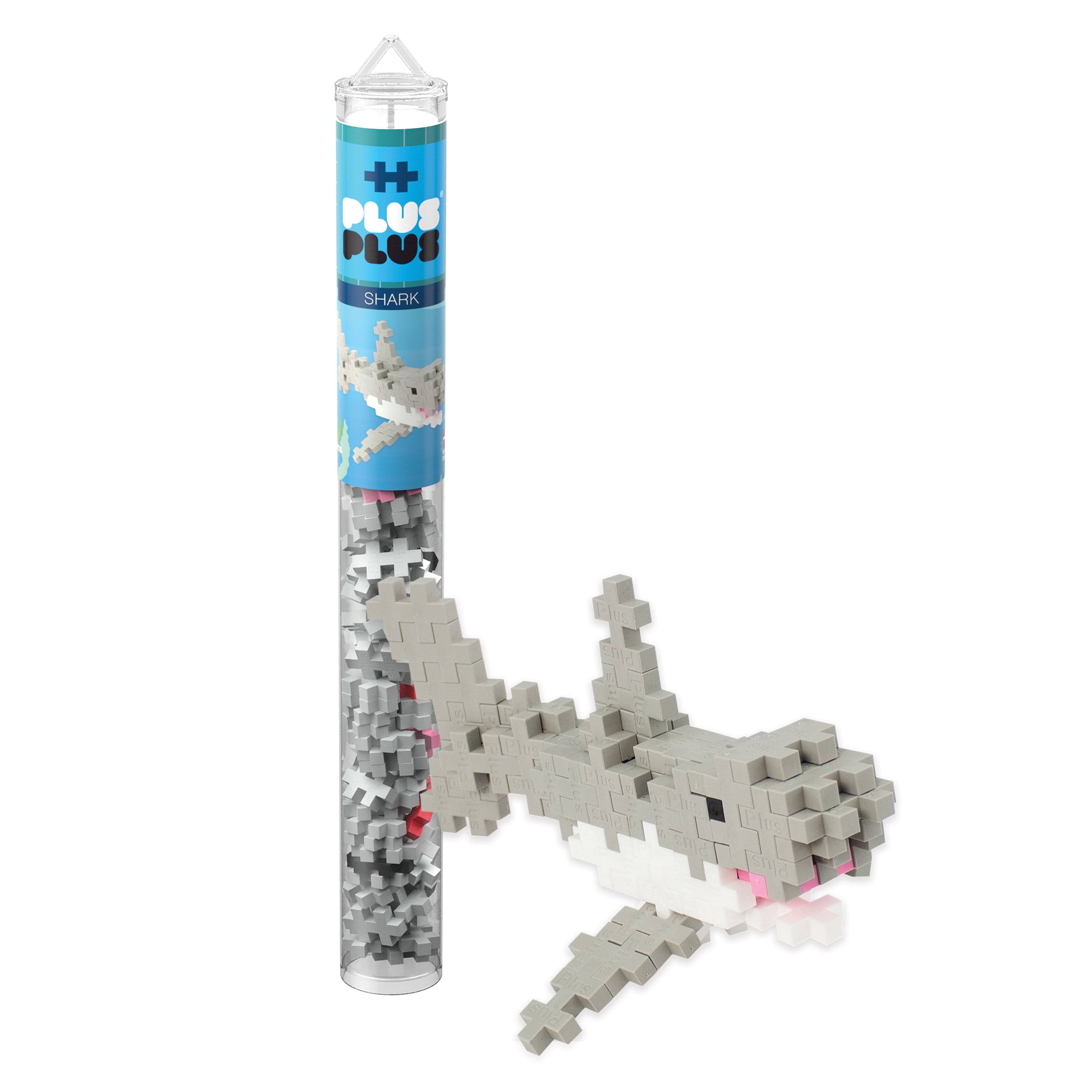 Plus Plus - Shark - 70 Piece, Construction Building Stem/Steam Toy, Interlocking Puzzle Blocks For Kids, Mini Maker Tube