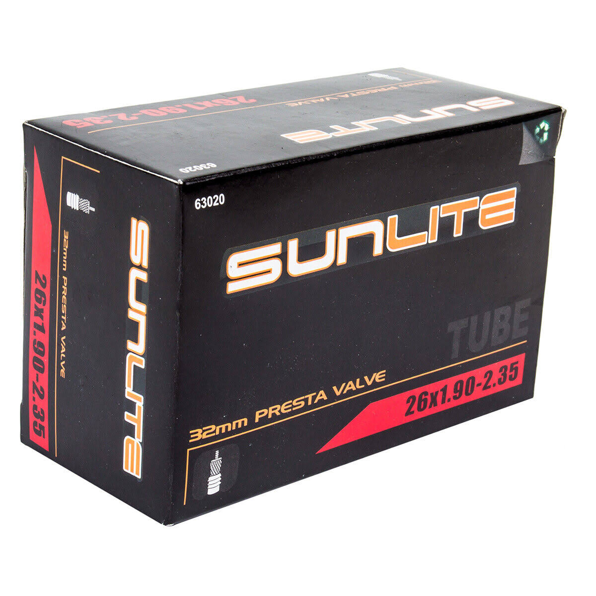 Sunlite Standard Presta Valve Tubes - Black, 26x1.90-2.35"