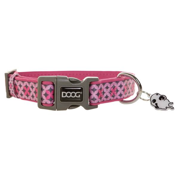 Doog Dog Collar - Pink with Black Stars, Large