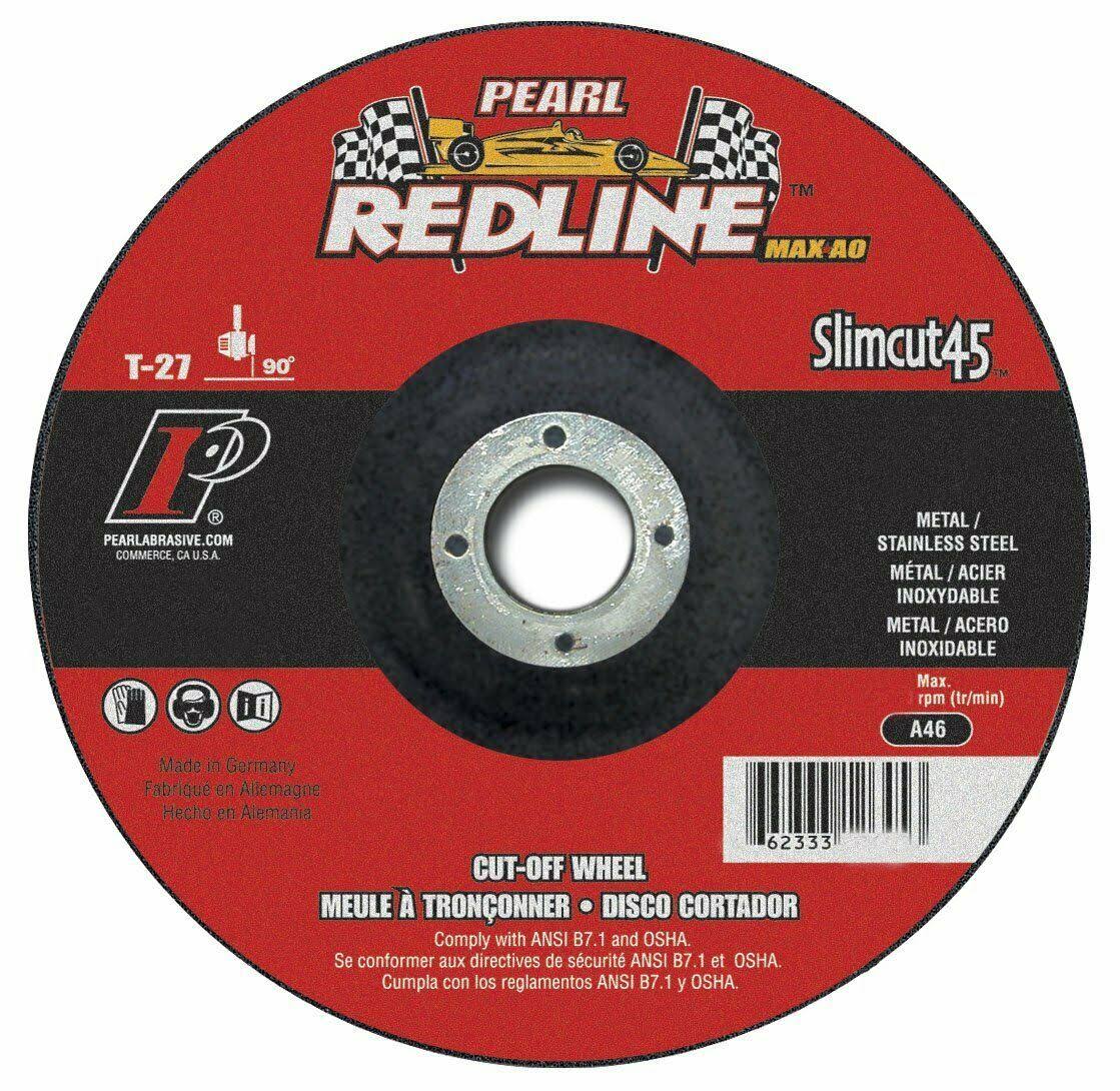 Pearl Abrasive DCWRED45A Redline SLIMCUT Metal T27 Depressed Center Cut-Off Wheel, 4-1/2" x .045 x 7/8"