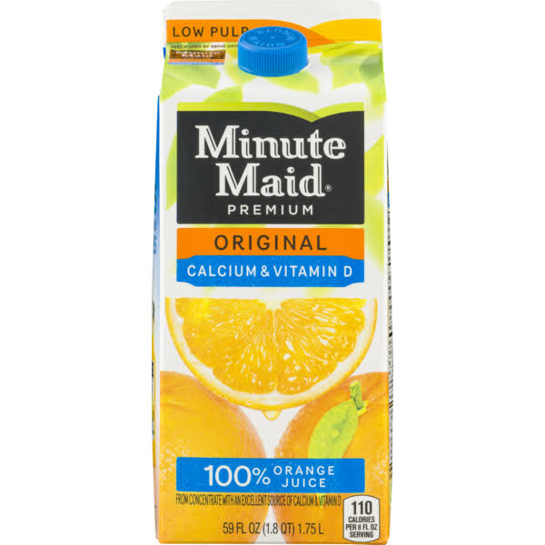 Minute Maid Premium 100% Juice, Orange, Original, Calcium & Vitamin D, Low Pulp - 59 fl oz