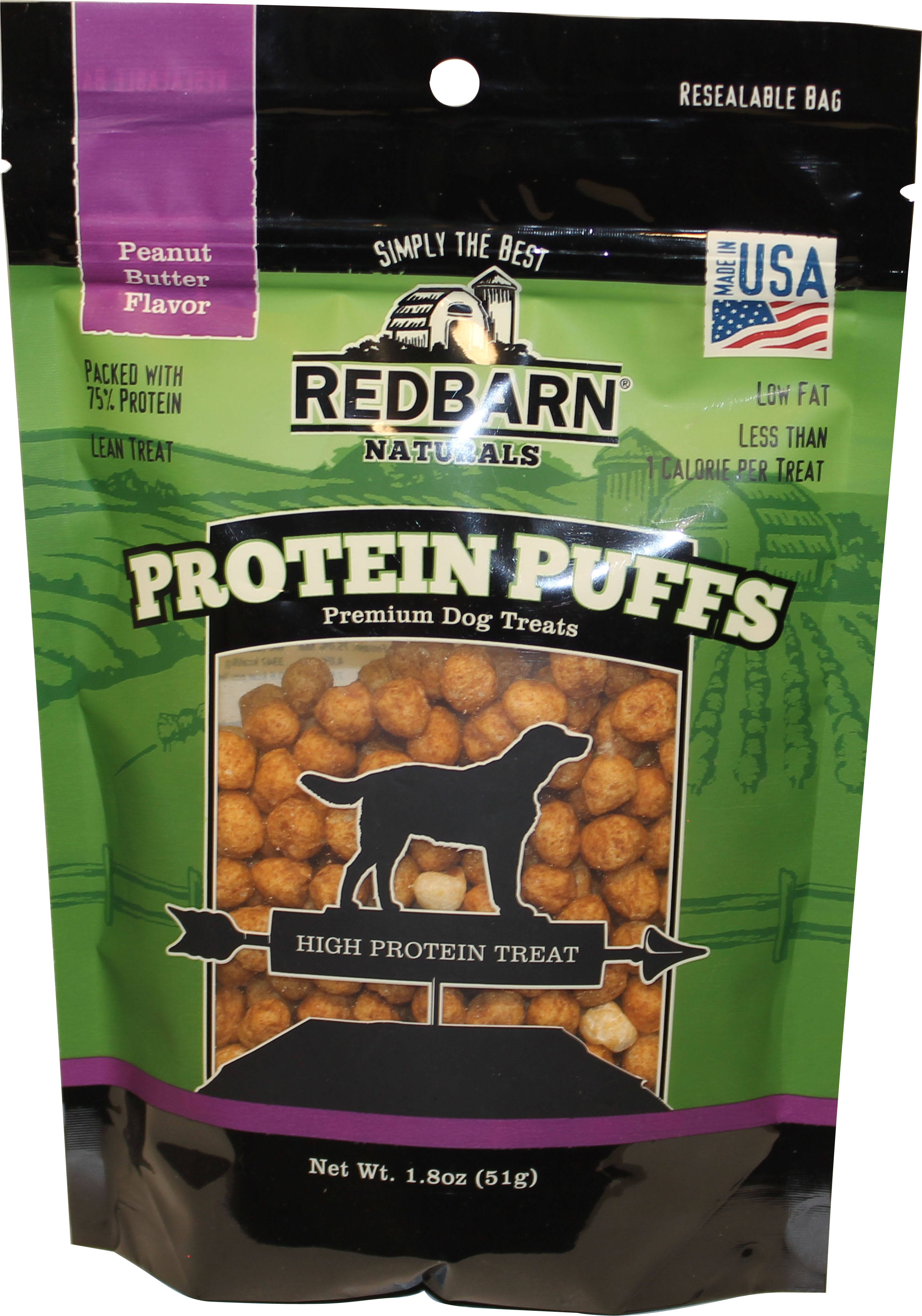 Redbarn 1.8 oz Peanut Butter Protein Puffs Dog Treats