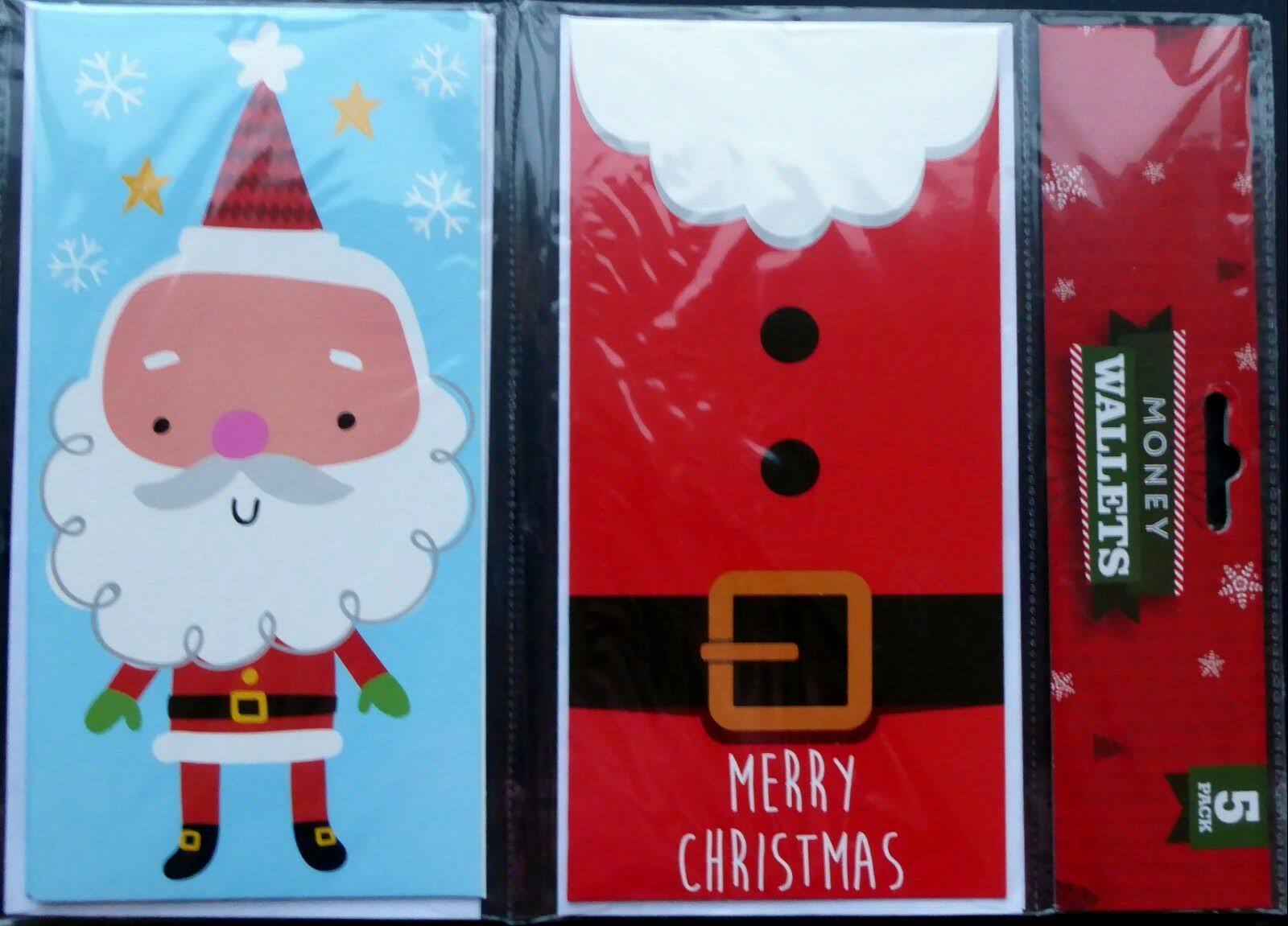 Christmas Money Wallets / Cards Two Designs Pack of Five - Free P & P in UK