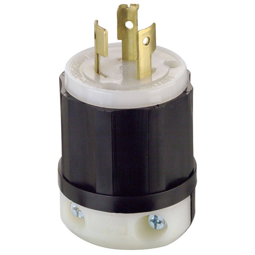 Leviton Industrial Locking Plug - Black/White, 20 Amp, 125/250V