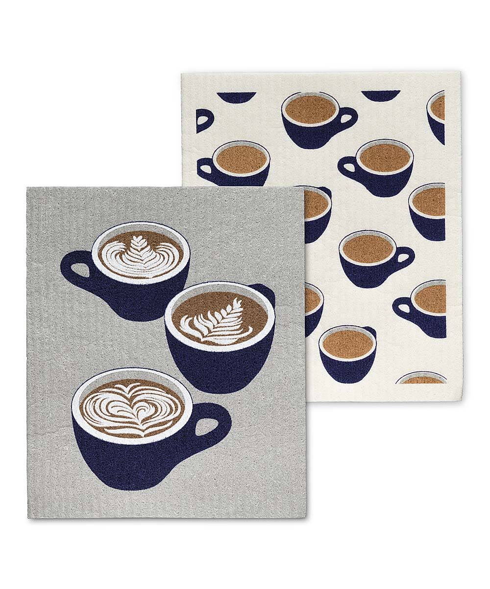 Abbott Gray Coffee Cup Swedish Dishcloth - Set of Two One-Size
