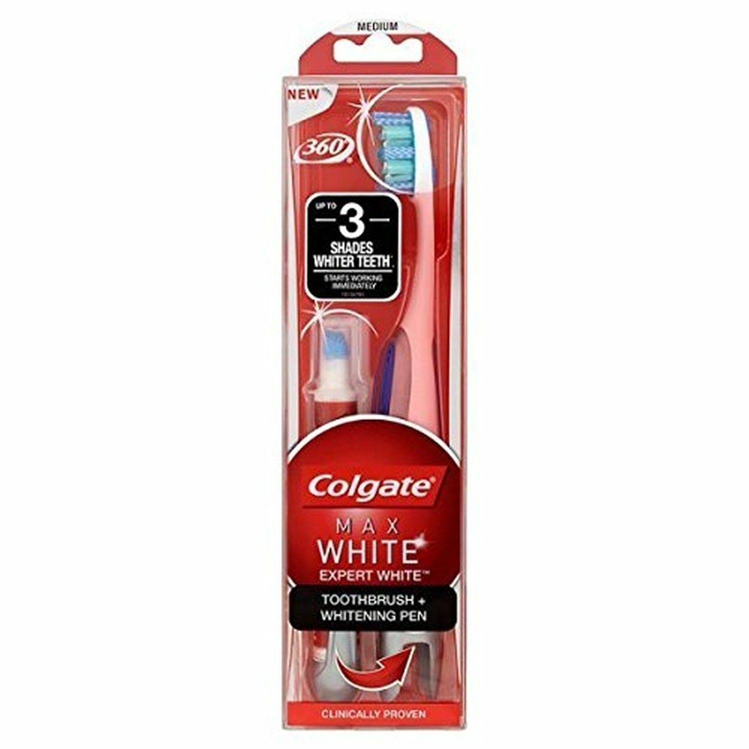 Colgate Max White Expert White Toothbrush + Whitening Pen - Medium