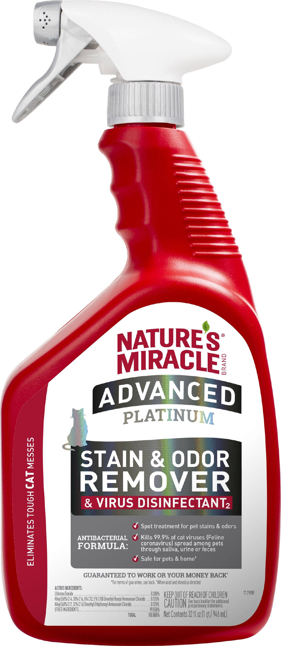 Nature's Miracle Advanced Platinum Stain & Odor Remover & Virus Disinfectant 32 oz