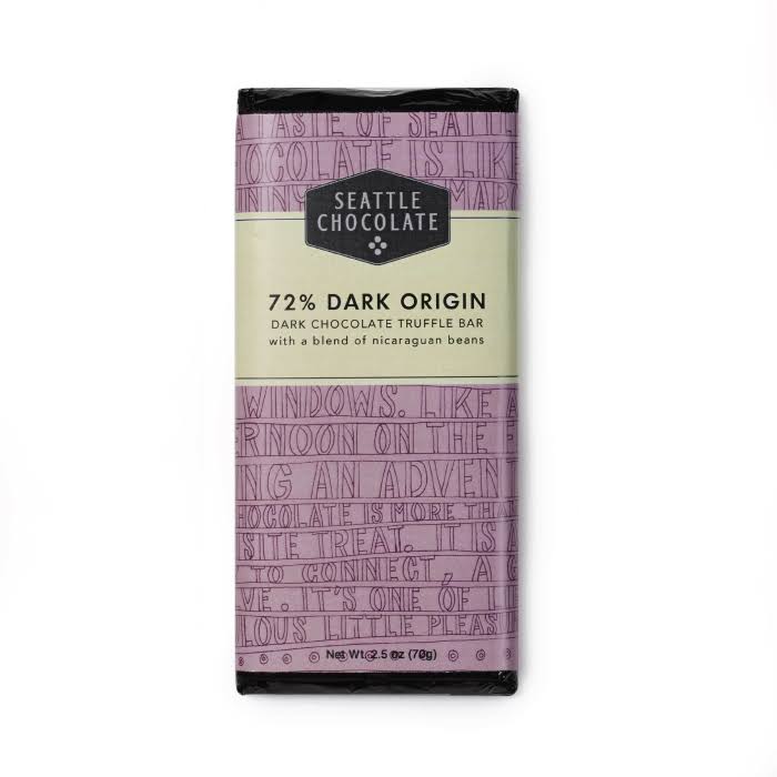 Seattle Chocolates - Dark Chocolate Bar, 2.5oz