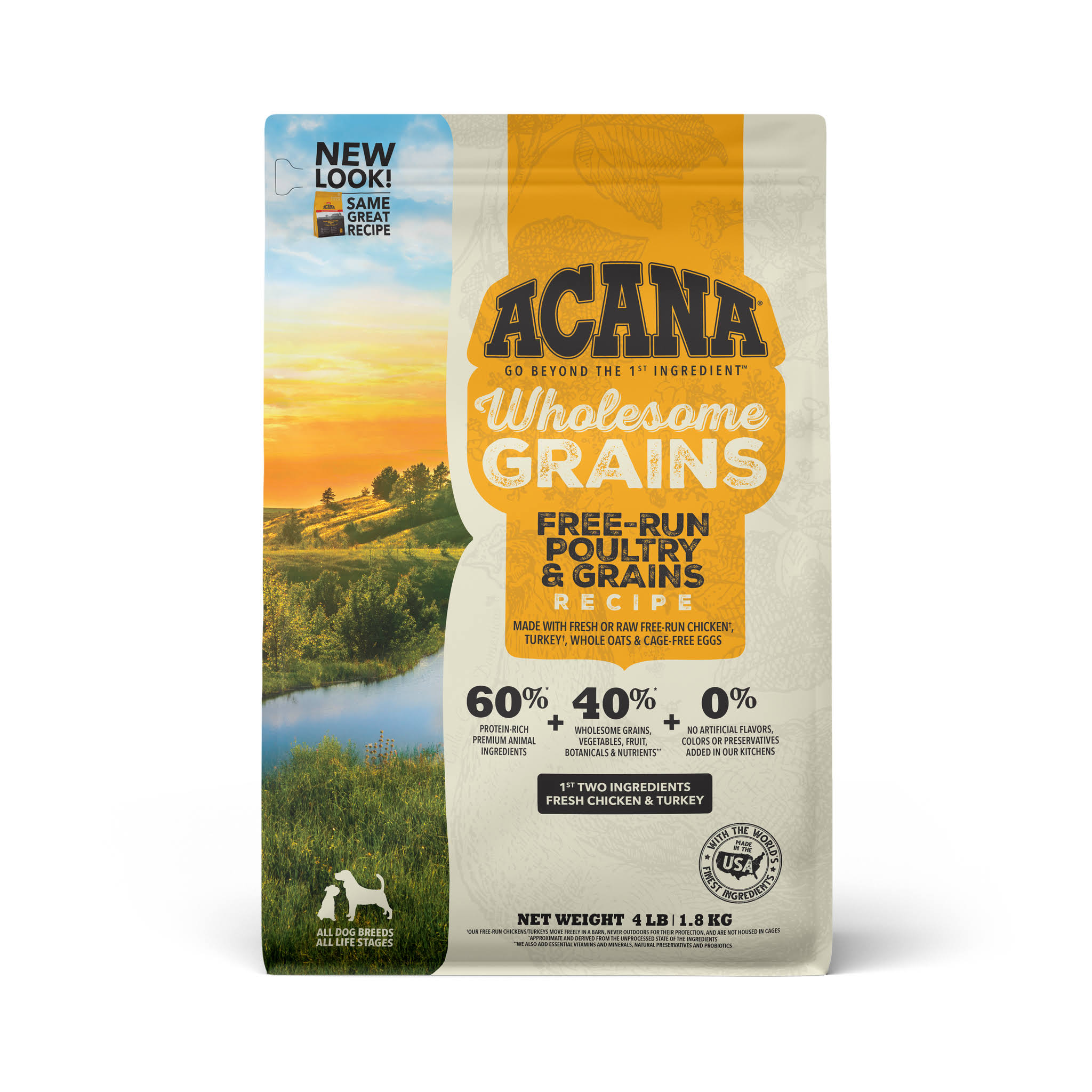 Acana Wholesome Grains Free-Run Poultry & Grains Recipe Dry Dog Food - 22.5 lb. Bag
