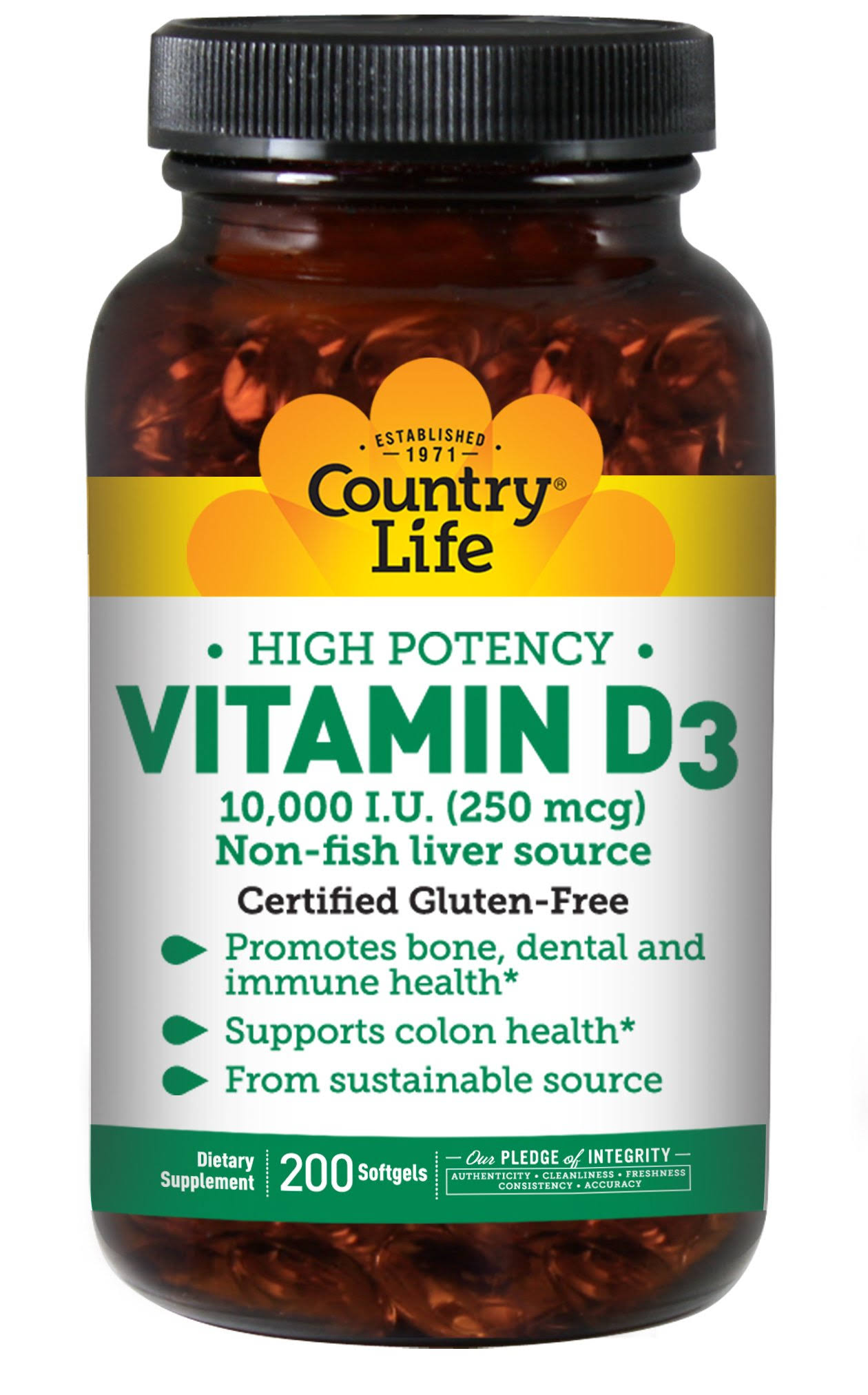Country Life 250mcg Vitamin D3 - 200 Softgels