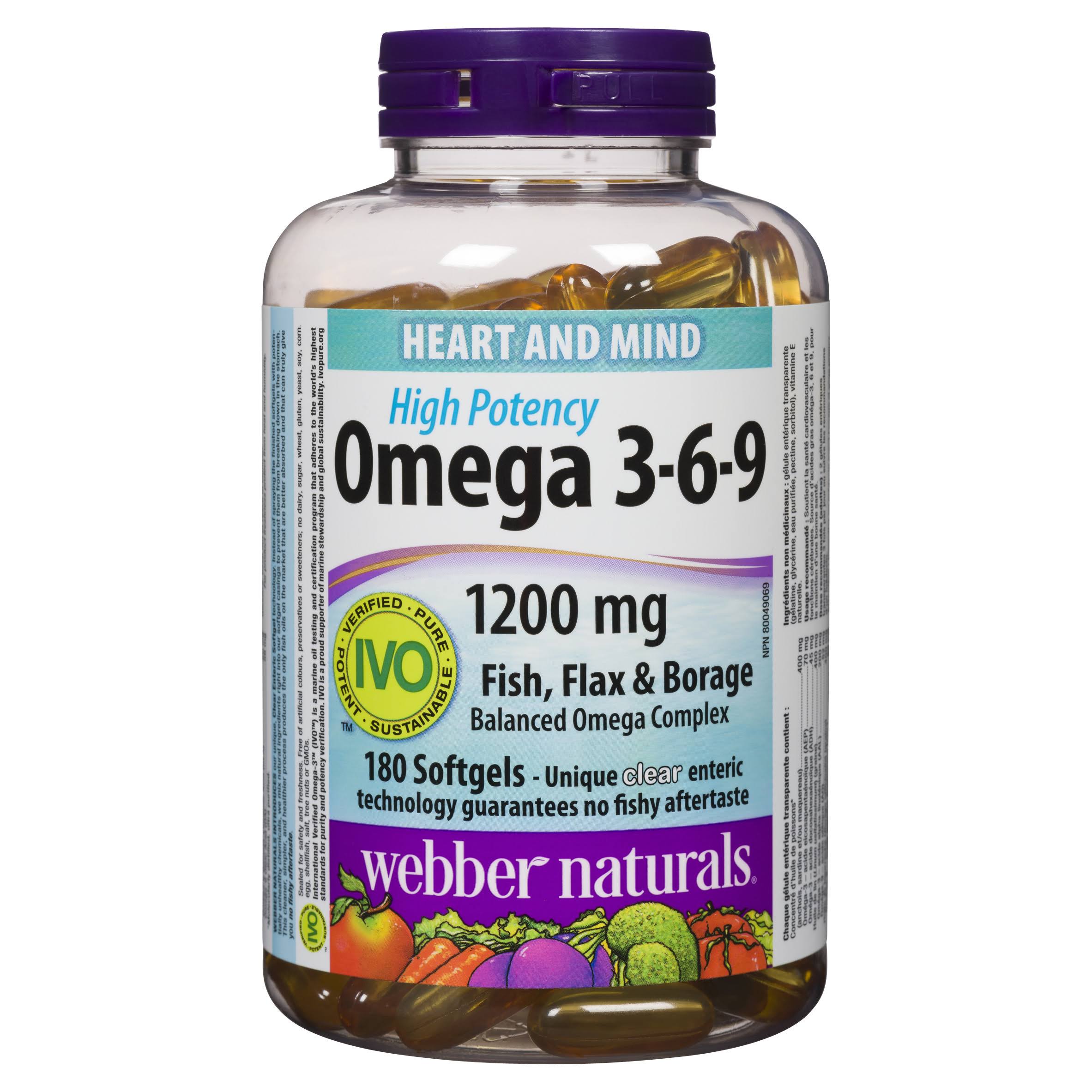 Webber Naturals high Potency Omega Complex - 1200mg, 180 Softgels