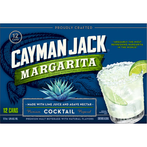 Cayman Jack Malt Beverage, Margarita, 12 Pack - 12 pack, 12 fl oz cans