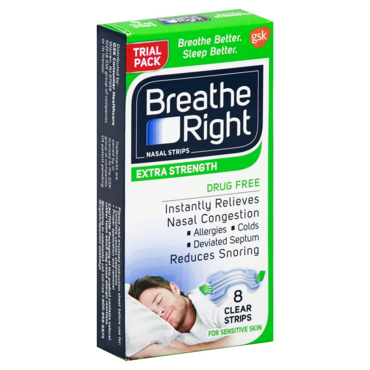 Breathe Right Extra Strength Clear Strips 8 ct
