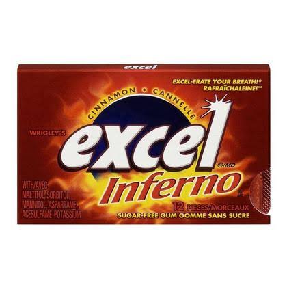 Wrigley Excel Inferno Gum - Cinnamon, Sugar Free, 12pcs