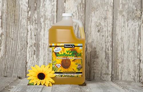 Smude Sunflower Oil 1 Gallon Plastic [Cold Pressed, All Natural, NonGM