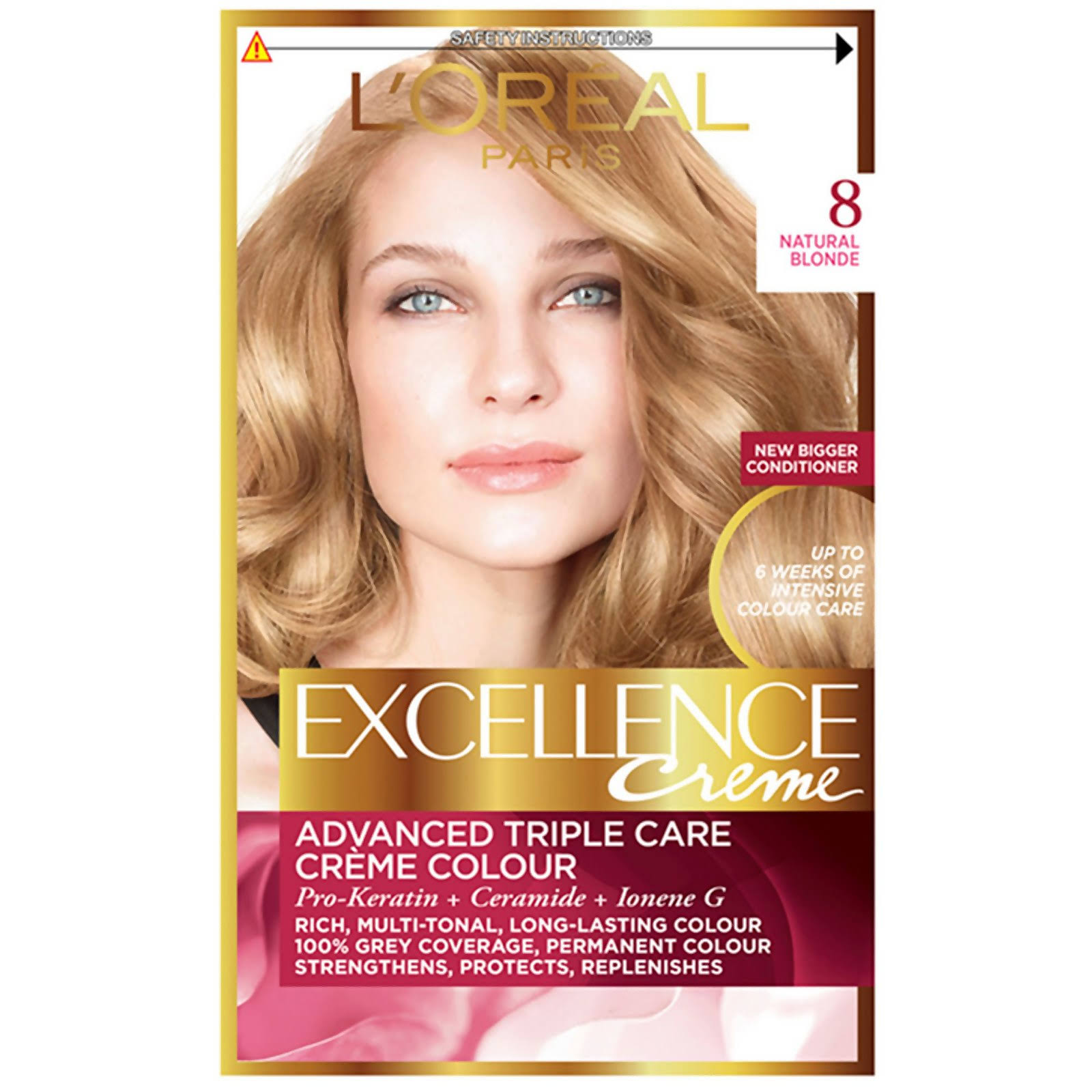L'Oreal Excellence Permanent Hair Dye - 8 Natural Blonde