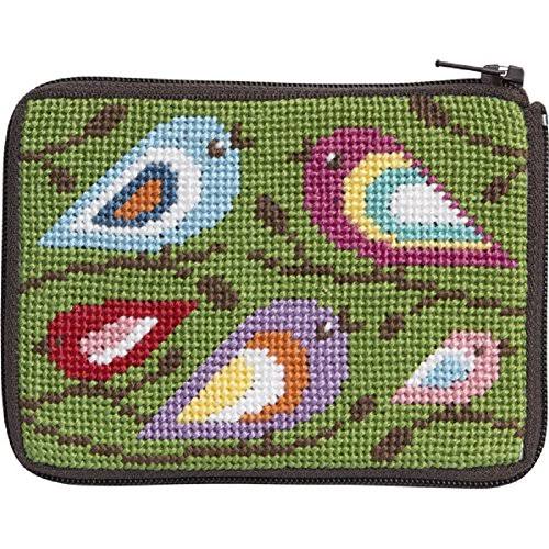 Stitch and Zip Coin Credit Card Case Needlepoint Kit SZ199 Birds of Color