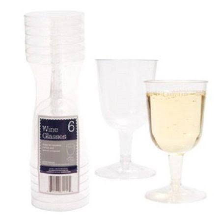 Greenbrier International Clear Plastic Wine Glasses - 6oz, 6ct
