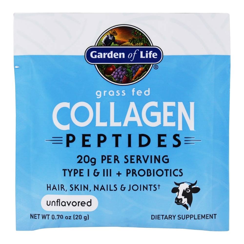 Garden of Life Grass Fed Collagen Peptides Powder Packet Unflavored 0.7 oz.