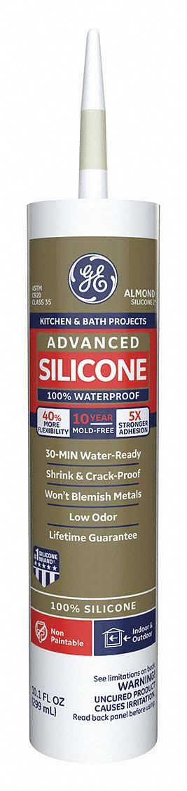 GE Silicone II Kitchen & Bath Caulk - Almond, 10.1oz