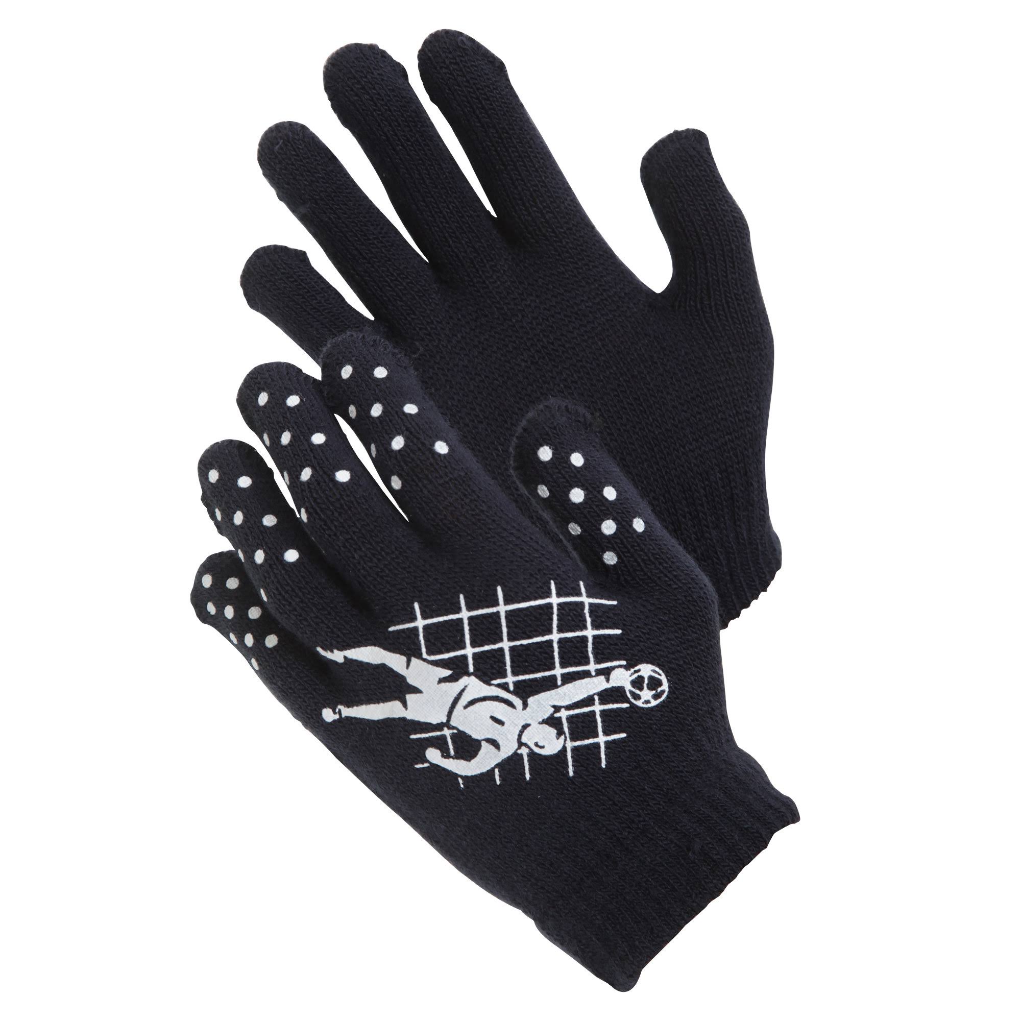(One Size, Navy/White) Childrens Boys Football Design Thermal Magic Gripper Gloves