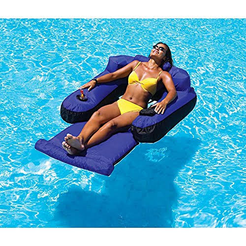Swimline Ultimate Floating Pool Lounger - Blue & Black, 55"x38", Nylon