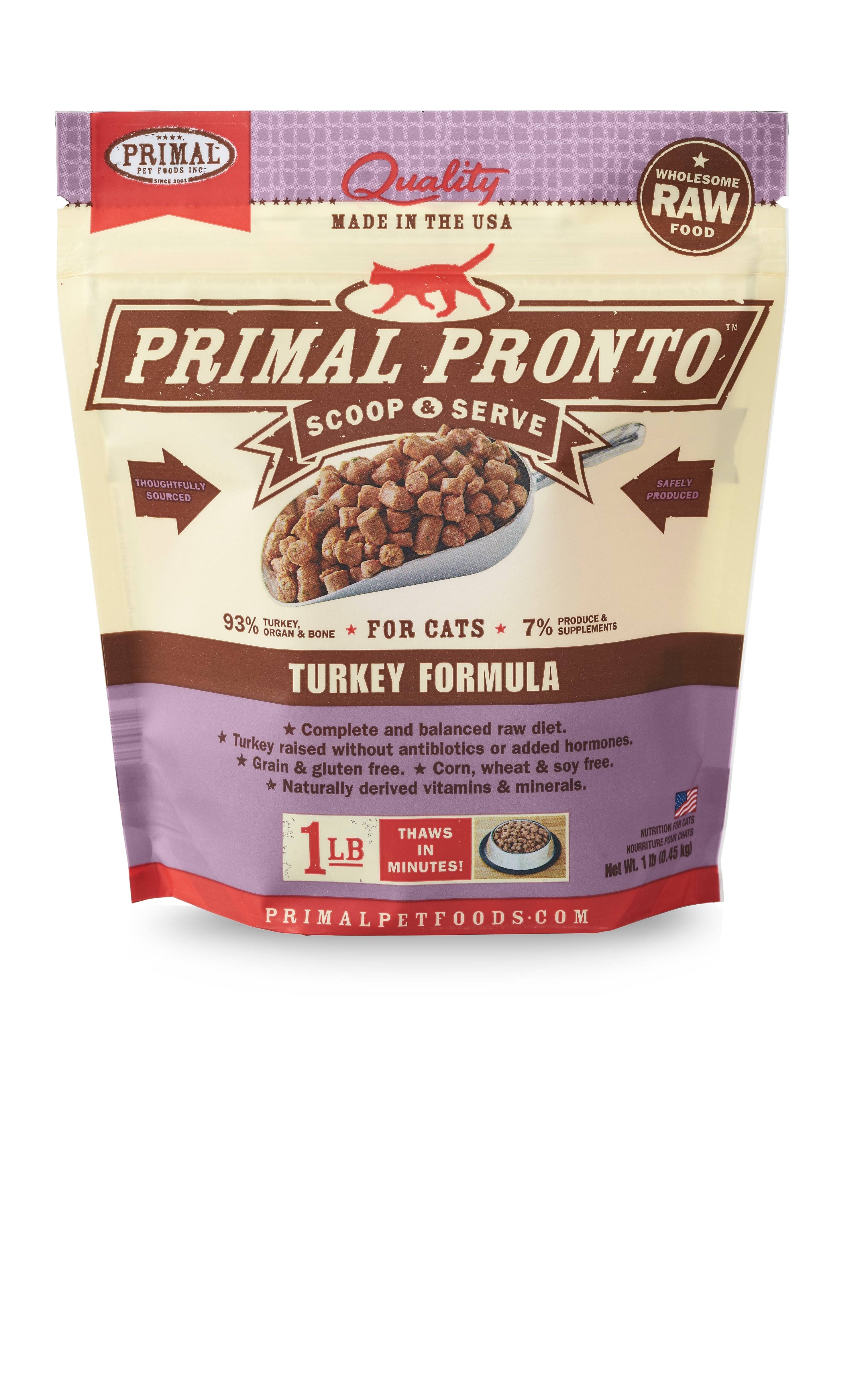 Primal Frozen Raw Pronto for Cats - Turkey Formula