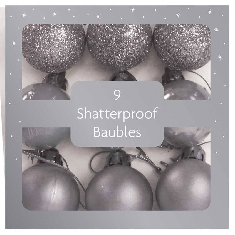 Festive Wonderland Shatterproof Silver Baubles 9 Pack