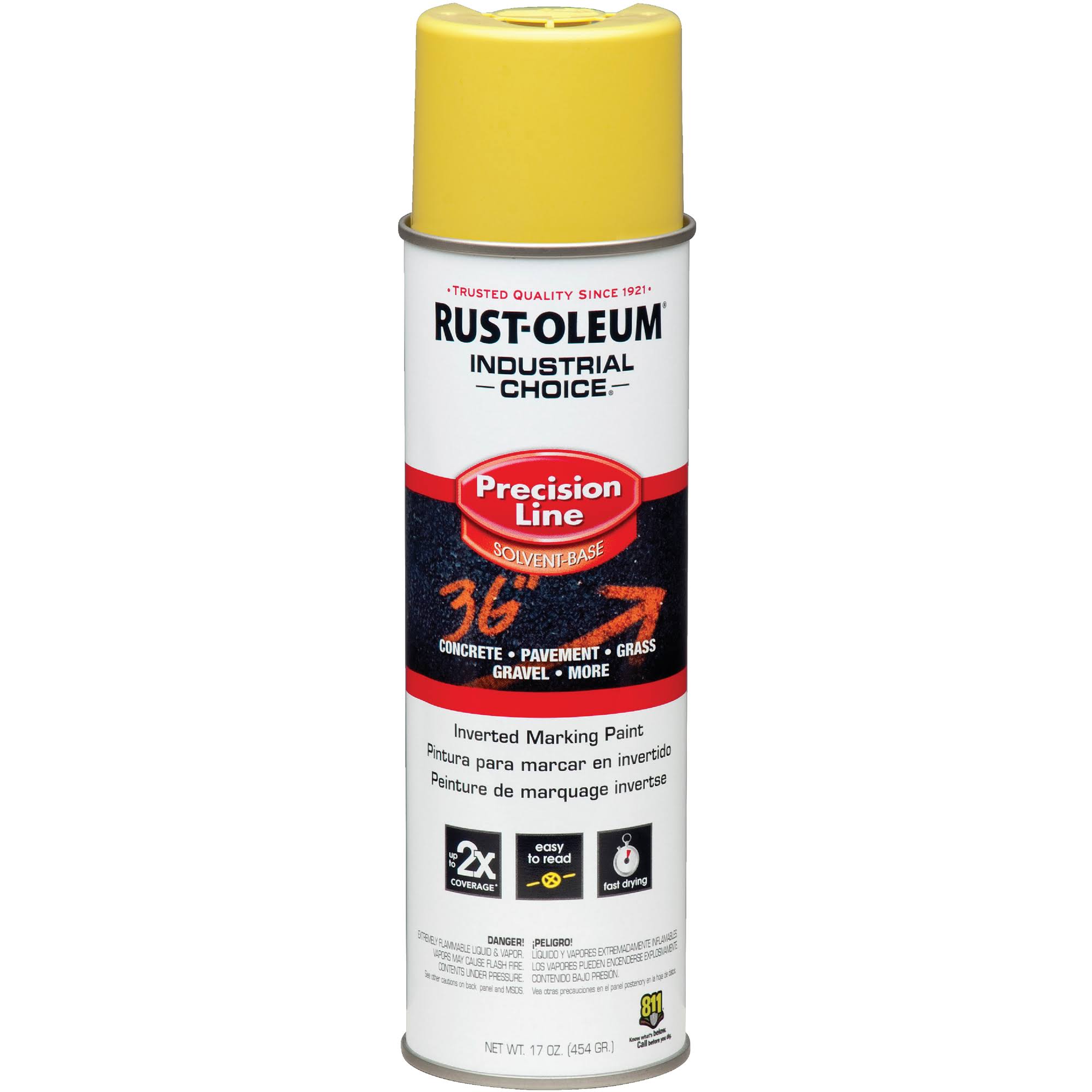 Rust-Oleum Industrial Choice Precision-Line Inverted Marking Paint - 500ml, High Visibility Yellow
