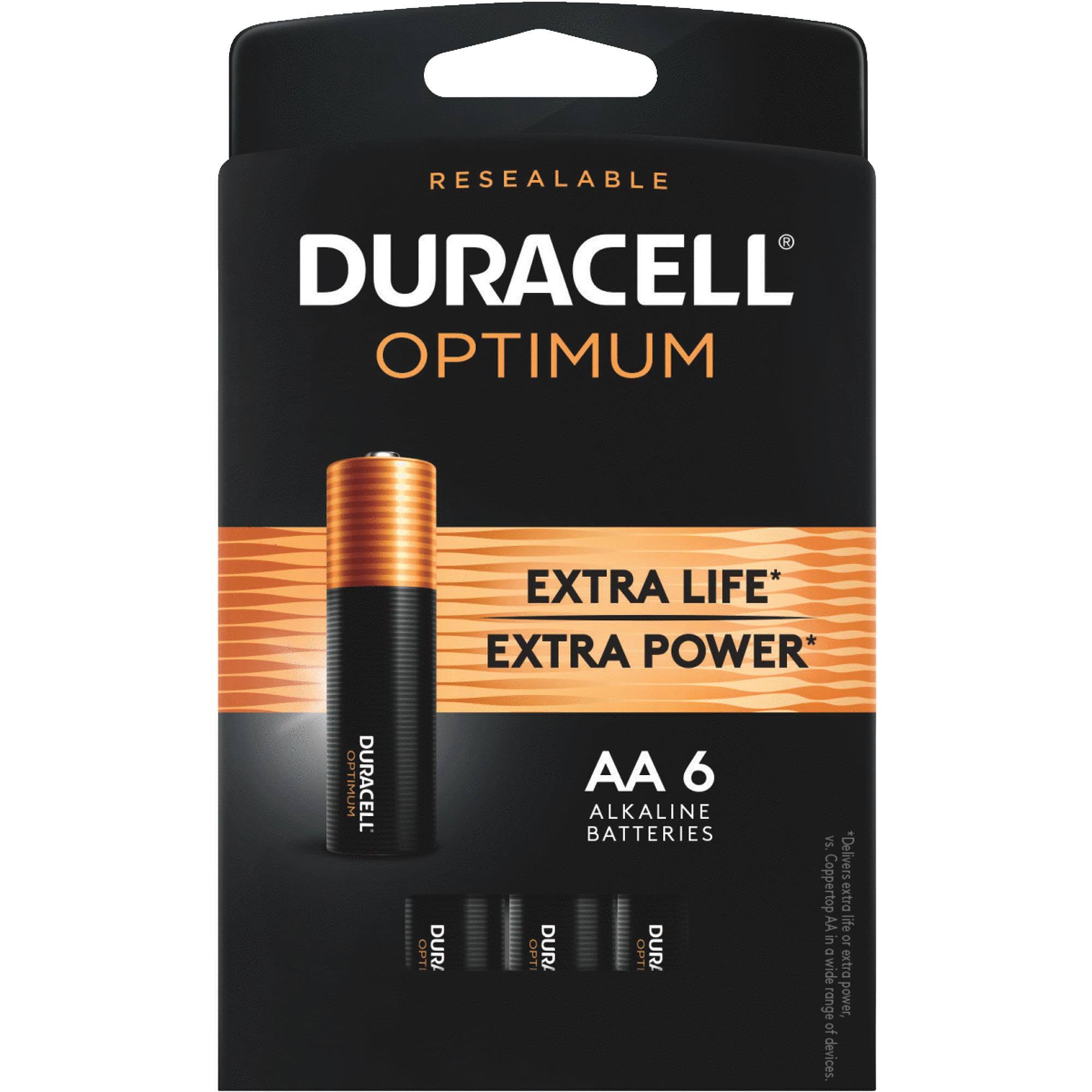 Duracell Optimum 1.5V Alkaline AA Batteries - 6 pack