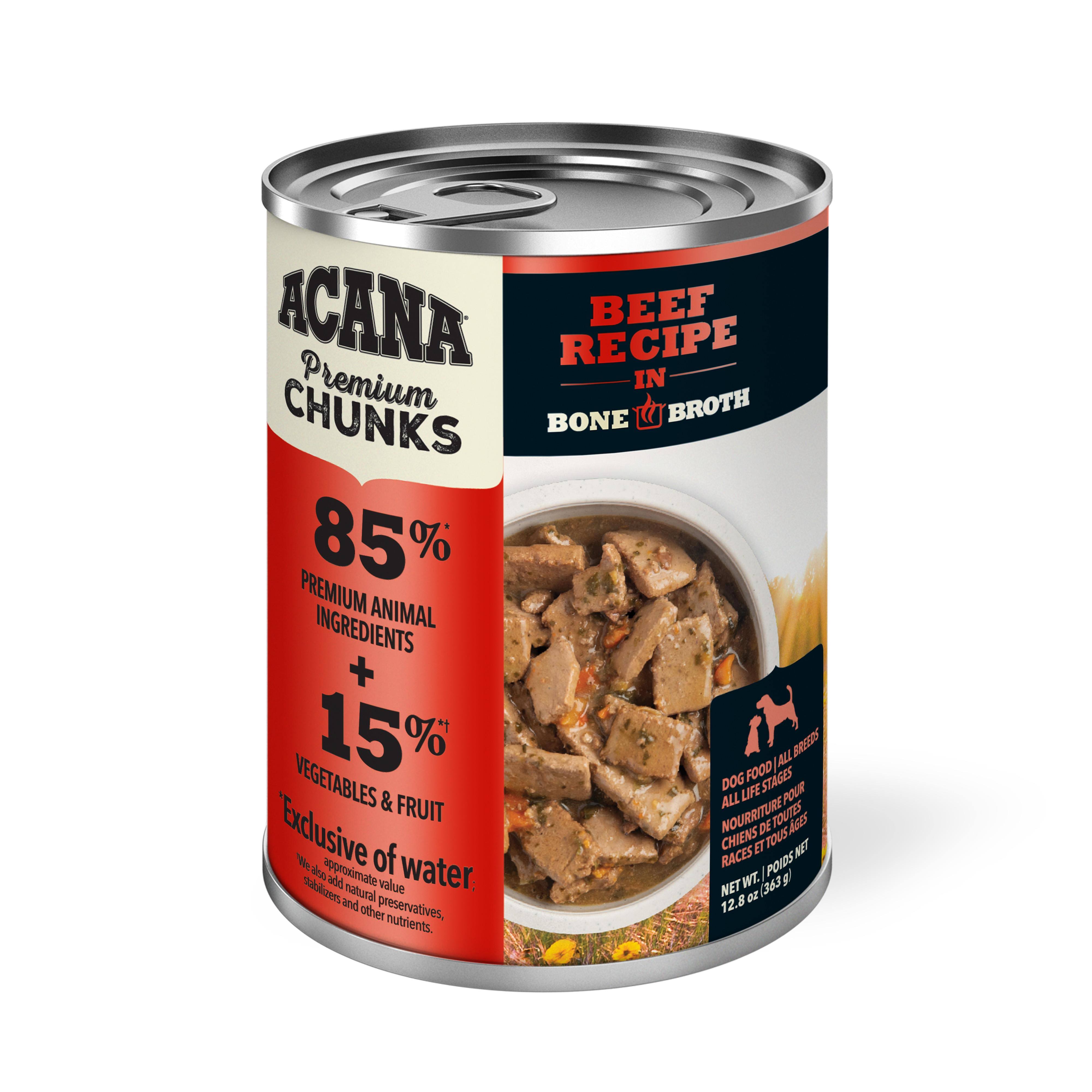 Acana Premium Chunks Beef Recipe in Bone Broth Dog Food | 12.8 oz