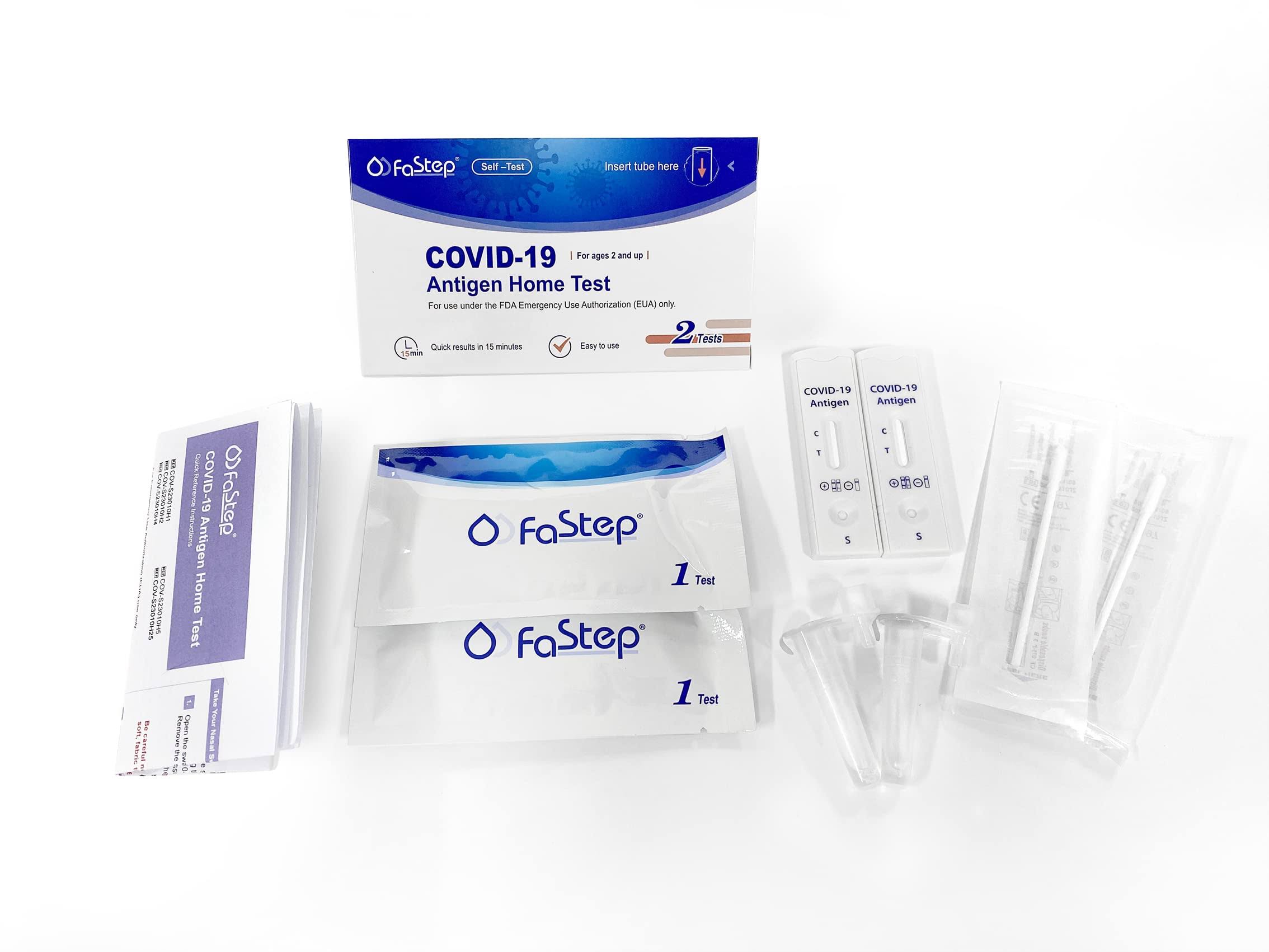 FaStep Rapid 15 Minutes Covid-19 Antigen Home Test (1 Pack, 2 Tests total)