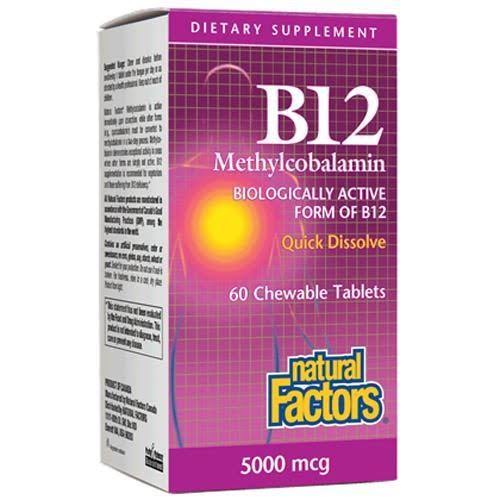 Natural Factors Vitamin B12 Methylcobalamin 5000mcg Bonus Pack 60