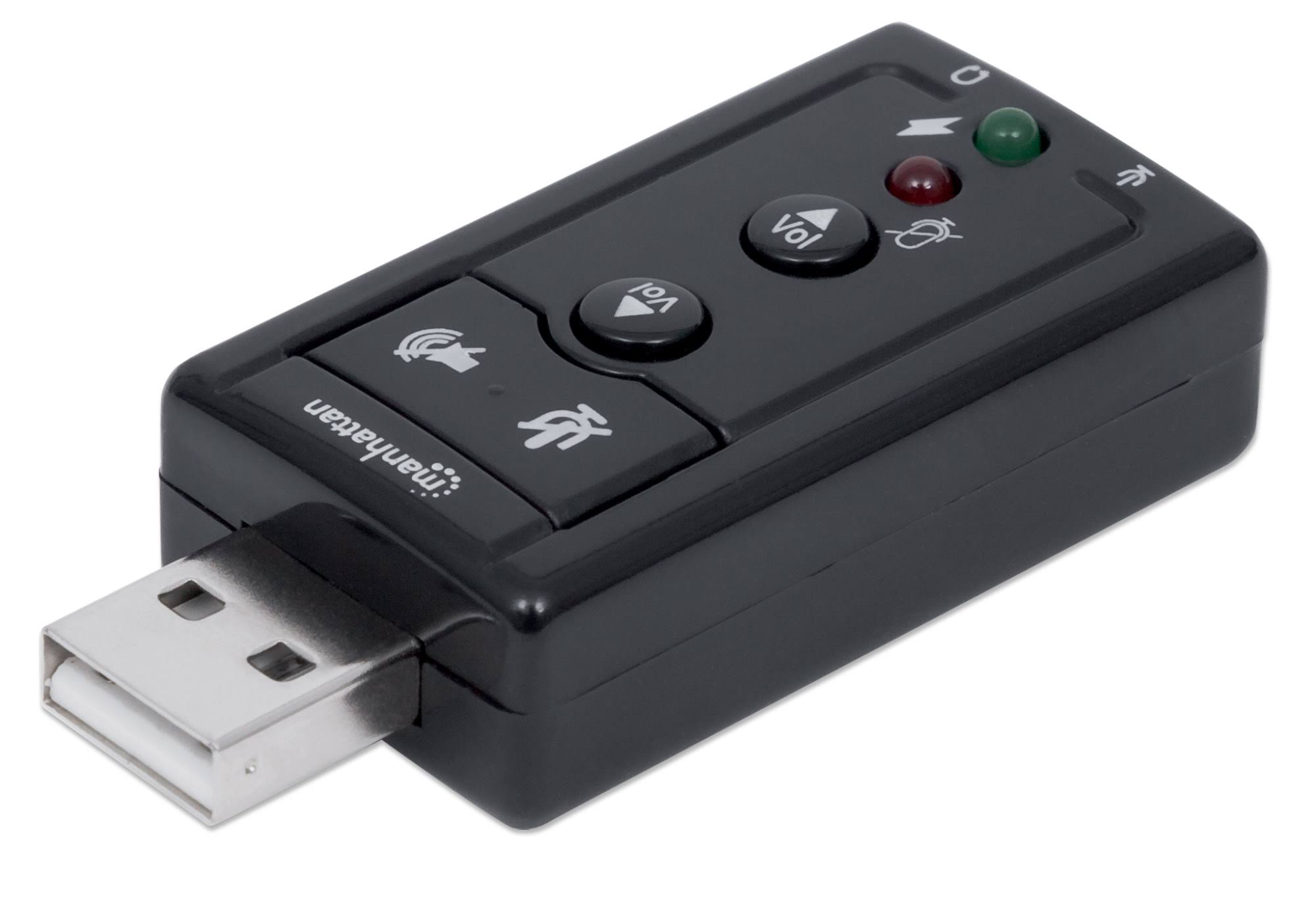 Manhattan Hi-Speed USB 2.0 3D 7.1 Sound Adapter, External Sound Card with 3.5 mm