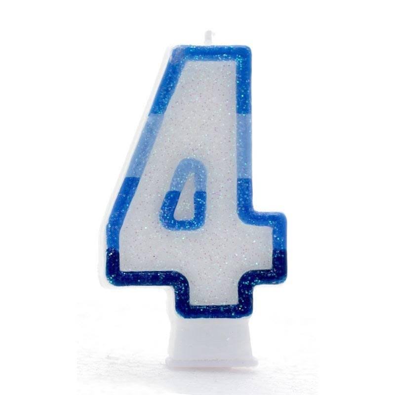 Blue Number 4 Candle