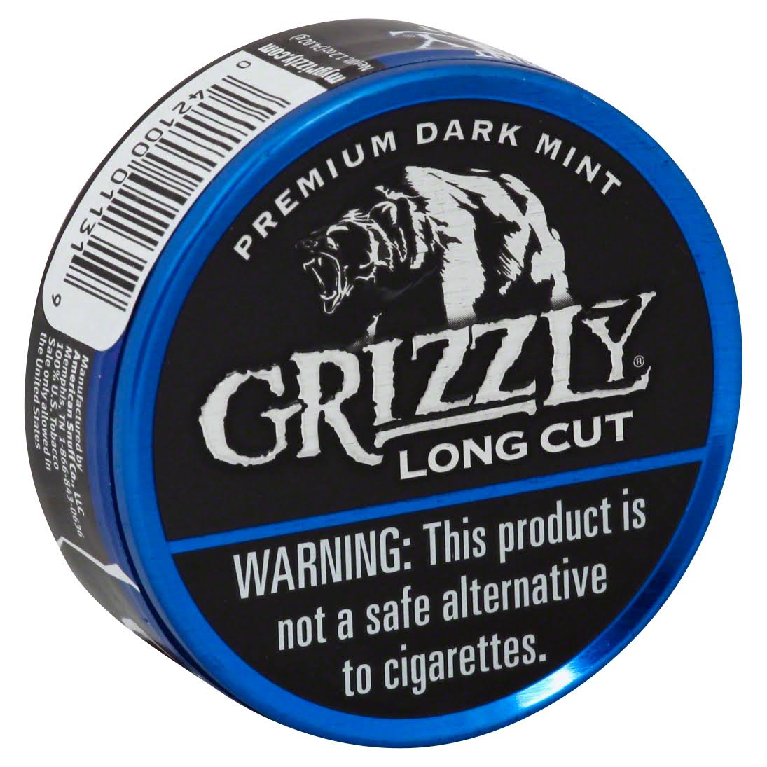 Grizzly Snuff, Moist, Premium Dark Mint, Long Cut - 1.2 oz