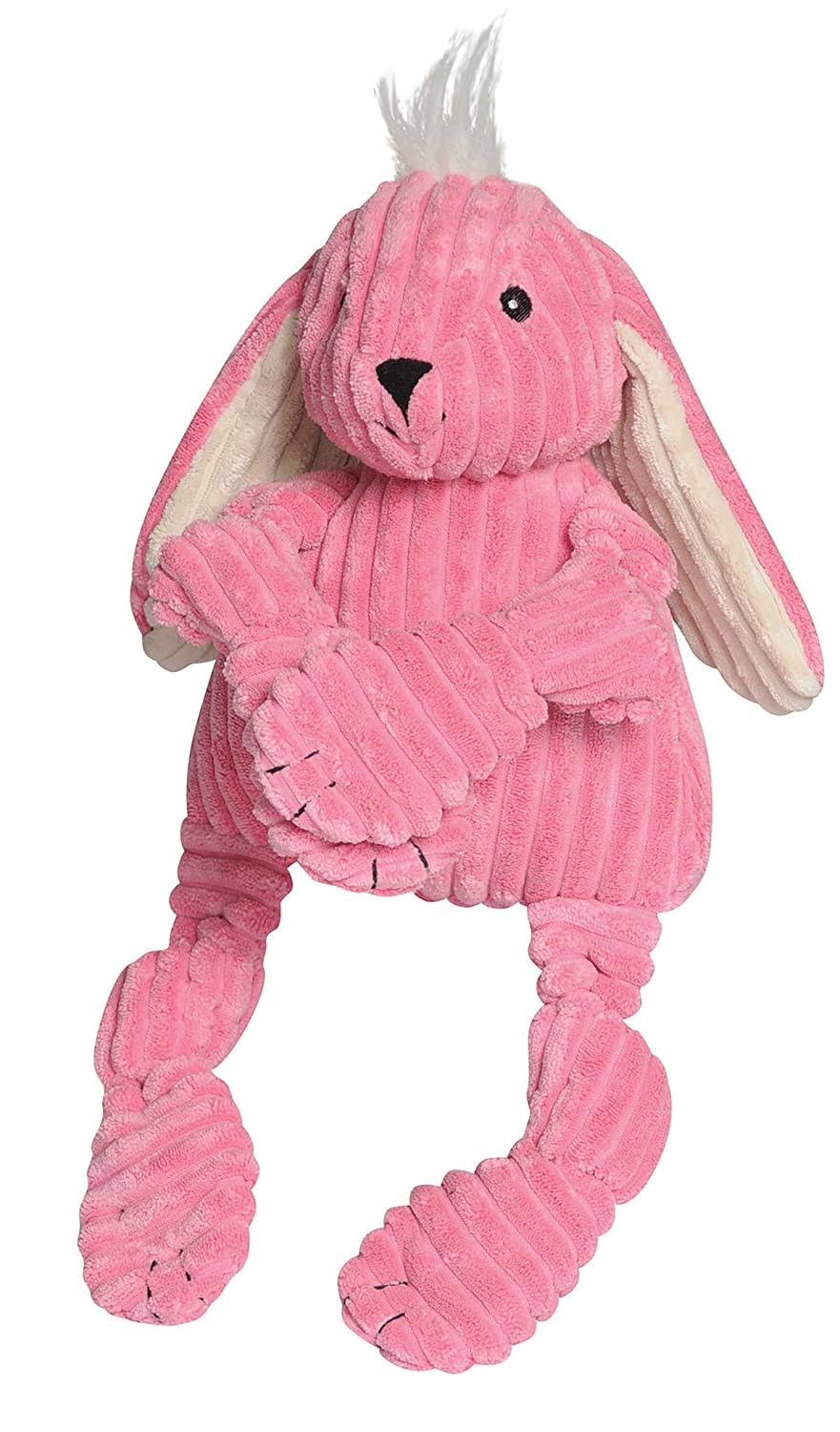 HuggleHounds Plush Corduroy Durable Knotties Bunny Mini Dog Toy