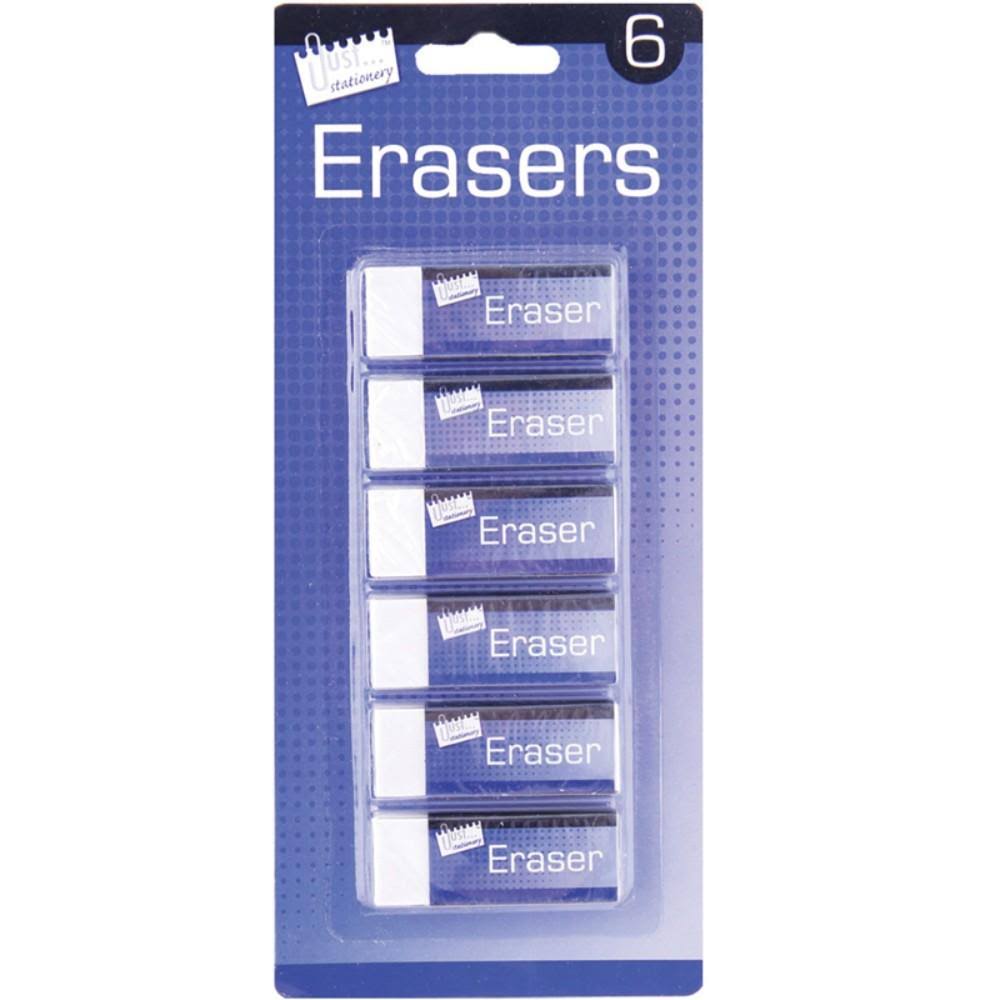 JS White Erasers - Pack of 6