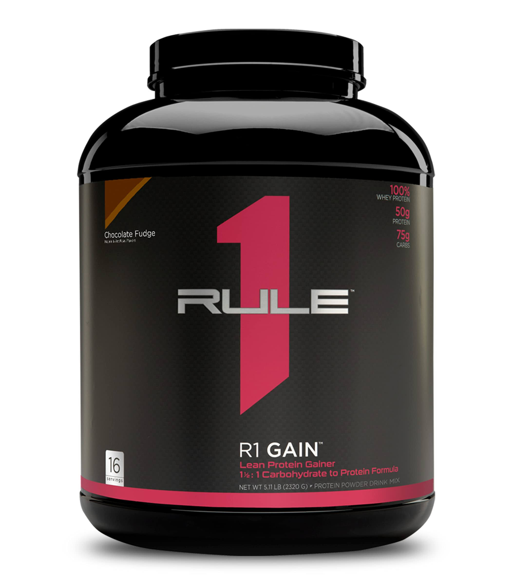 Rule 1 Whey Protein Isolate Gainer - R1 Gain, Chocolate Fudge, 16 Servings