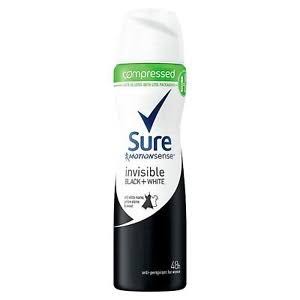 Sure Women Compressed Anti-Perspirant Deodorant - Invisible Black and White, 75ml