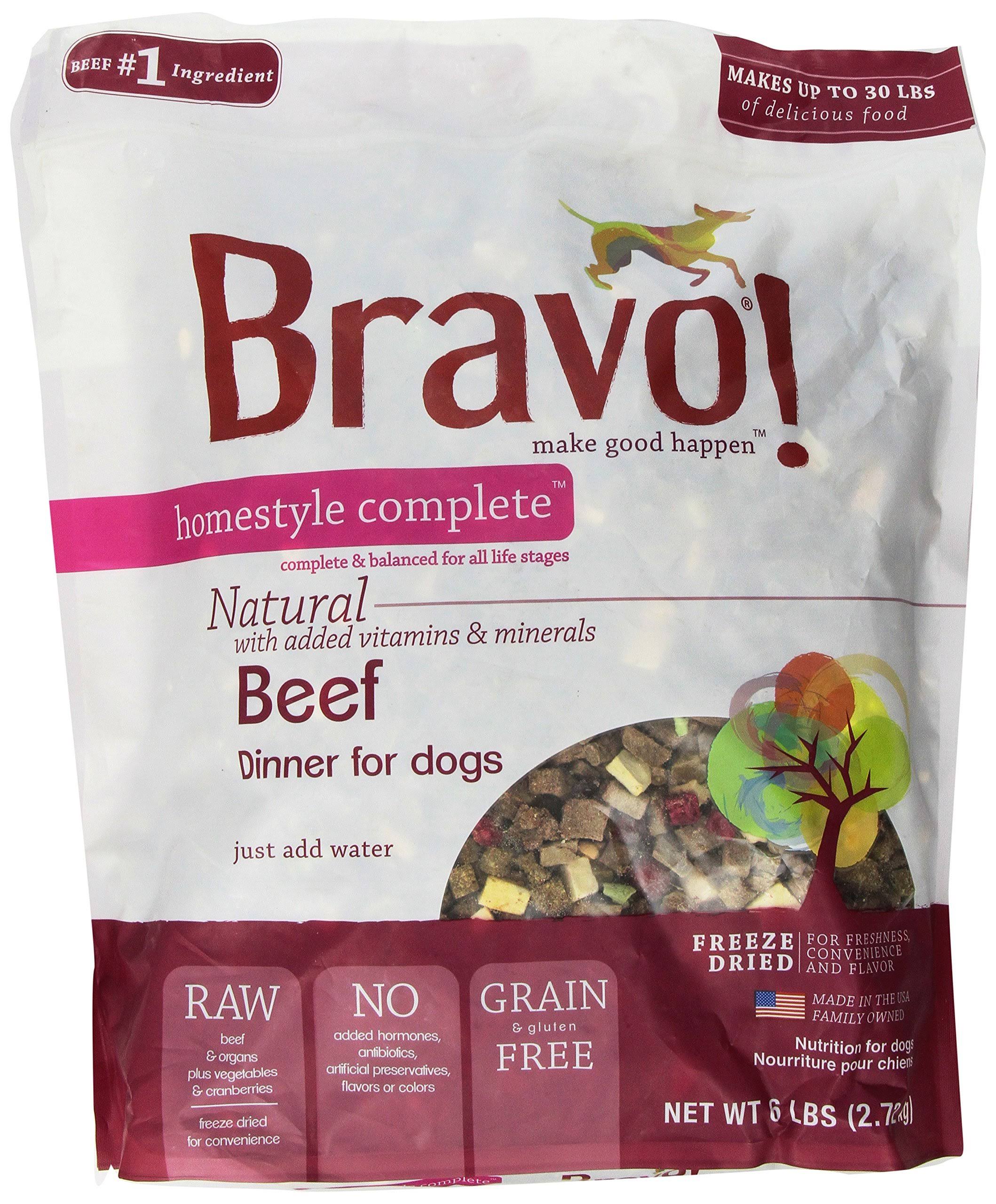 Bravo Homestyle Complete Freeze Dried Dog Food - Beef Dinner, 6lbs