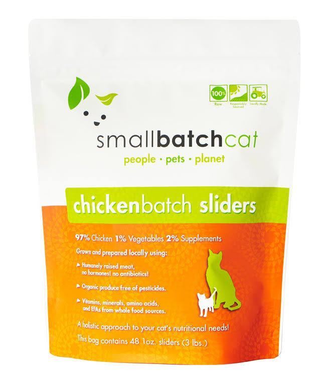Small Batch | Frozen Raw Cat Sliders Chicken Batch, 9 lb