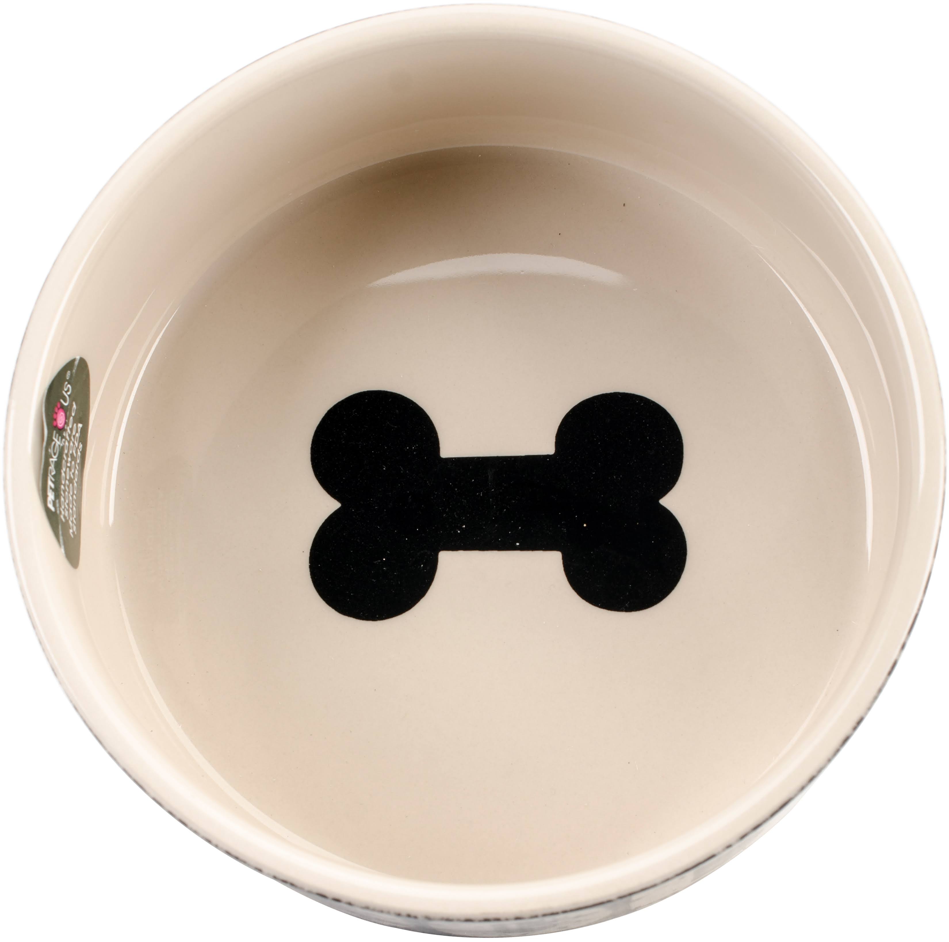 PetRageous 3.5-Cup Food Vintage Pet Bowl - Black/Natural, 6"