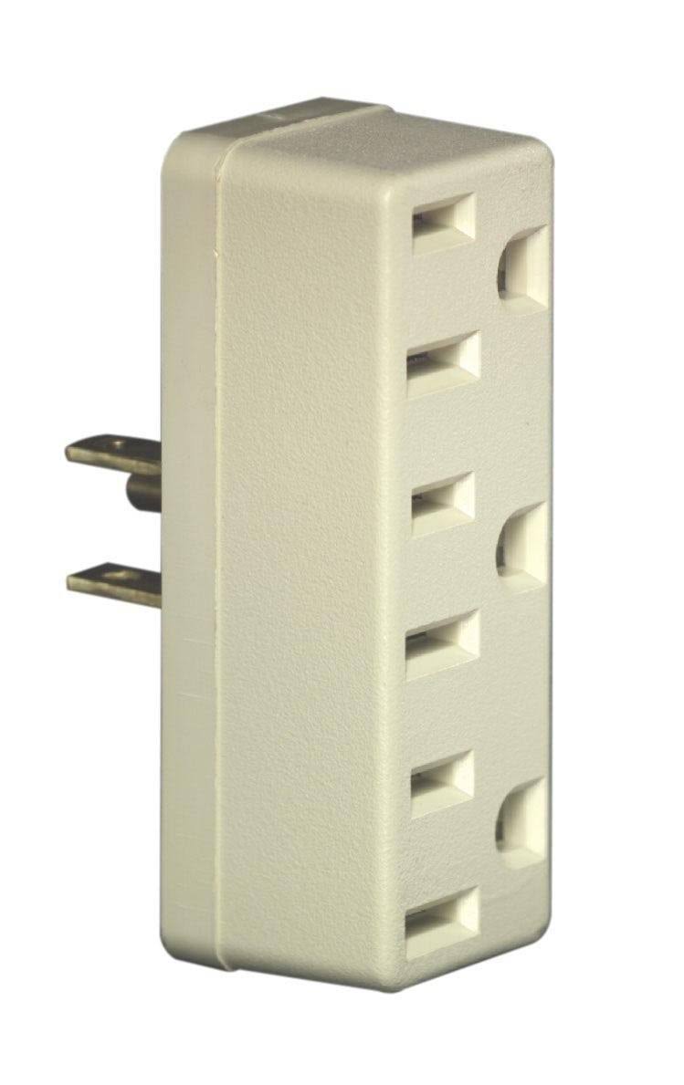 Leviton Ivory Triple-Tap Grounding Outlet Adapter
