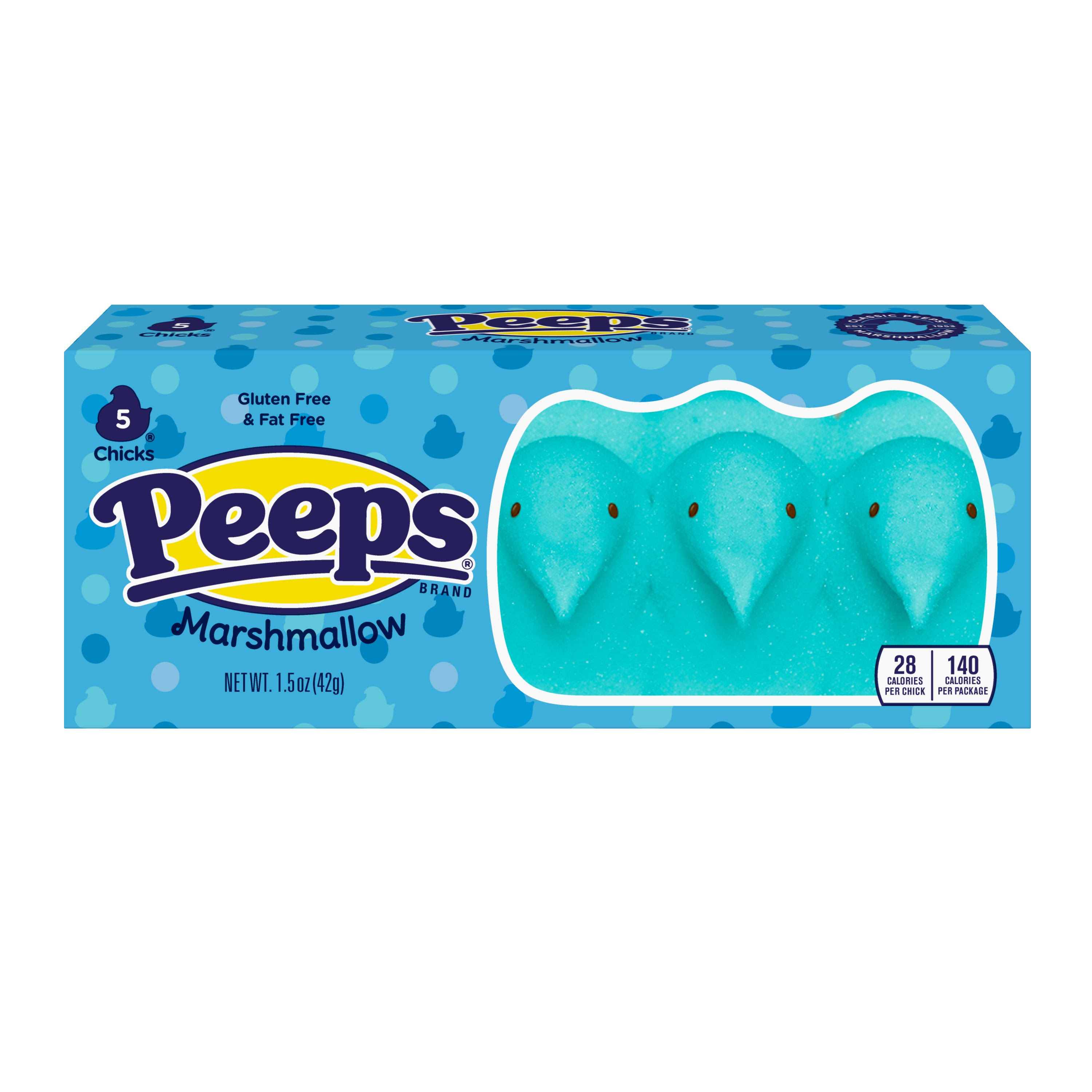 Peeps Blue Marshmallow Chicks - 1-1/2oz, x5