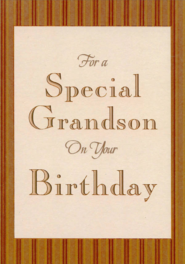 for A Special Grandson: Light Brown Panels Birthday Card