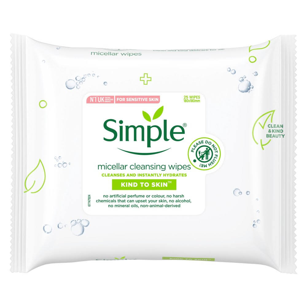 Simple Micellar Cleansing Wipes - 25ct